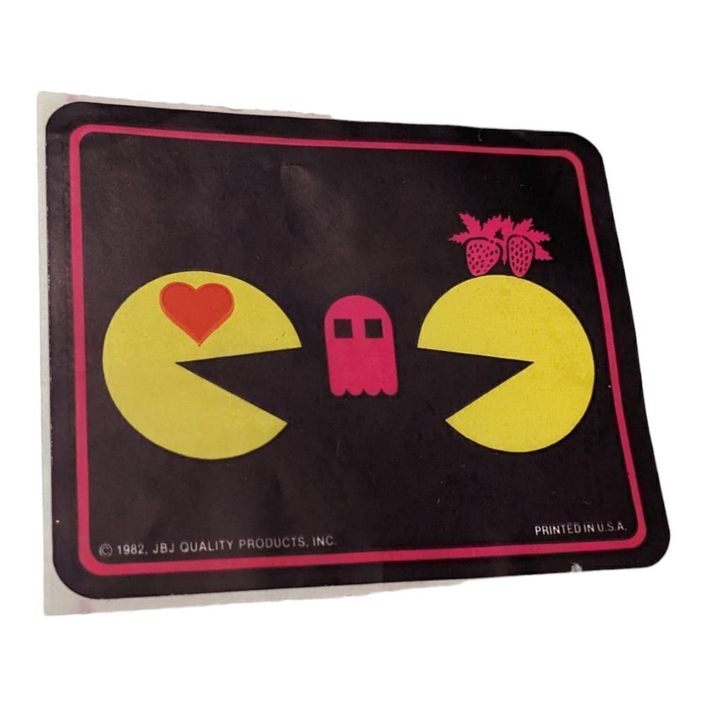 Pac Man Ms Miss‎ Mrs Unused Rare Vintage 1982 JBJ Arcade Atari Large Sticker